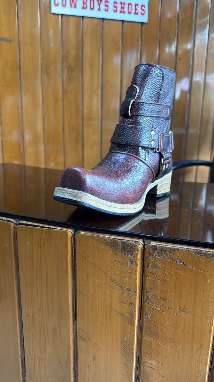Leather boot style 1 on display at Cowboys Shoes showroom, Surat